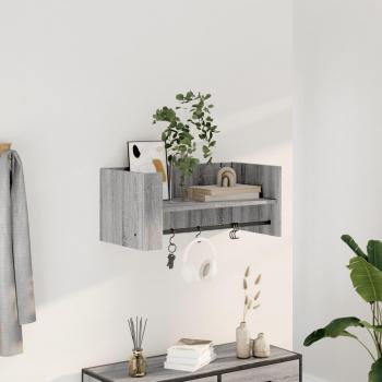 Estante de pared de madera de ingeniería 70,5x35x30,5 cm en color Blanco, Negro y Roble Sonoma para oficina, estudio y dormitorio - Mueble de almacenaje estantería/librería