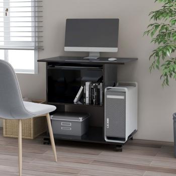 High Gloss Black Engineered Wood Computer Desk 80x50x75 cm