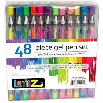 LolliZ Pack de 48 bolígrafos de gel, multicolores