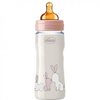 Chicco Original Touch Pink Baby Bottle 330ml with Adjustable Flow
