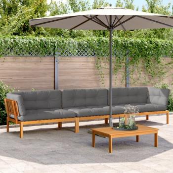 4-Piece Acacia Wood Garden Pallet Sofa Set with Cushions
