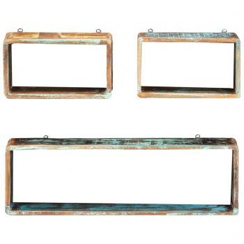 vidaXL 3 Piece Wall Cube Shelf Set Solid Reclaimed Wood