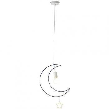 Lámpara colgante Ezra, 31 cm, E27, 1x60W, color azul claro/blanco, cable ajustable