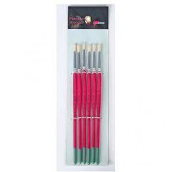 Pryse 6121004 Set de Pinceles para Bellas Artes, Número 4, Pelo de Cerda, Punta Redonda, Paquete de 6 Piezas