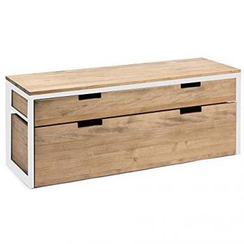 Mueble de TV Eco Tres Cajones Superior y Doble Cajón Extraíble Blanco en Madera Maciza de Pino Acabado Vintage Estilo Industrial