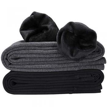 Mujer Leggings Forro Polar Polainas Cintura Alta Suave Elástico Invierno cálido Pantalones de Control de Barriga, 2 Paquetes