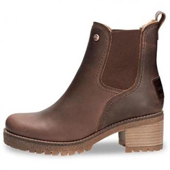 Botines de invierno Panama Jack Pia para mujer, cuero marrón con elastico en los lados, tallas 37-40