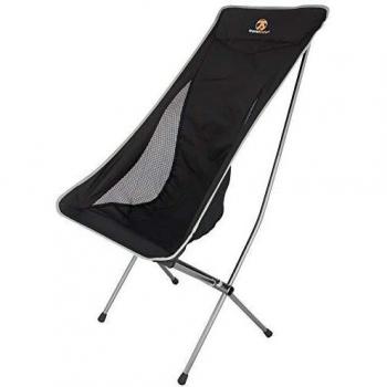 Silla de Camping Plegable TravelSafe York - Superligera, Aluminio Negro 53 x 36 x 100 cm