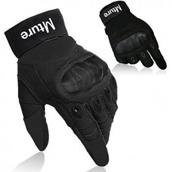 Mture Guantes Completa del Dedo Unisexo Gloves Militar Guantes Transpirable Poliéster y Fibra de Materiales Guantes De Mountaineer Trekking Ciclismo Bicicleta Motos 1pair Negro - L