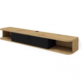 Mueble de TV Suspendido Icarus 156 cm - Beige/Negro, Diseño Contemporáneo, Roble Artesanal