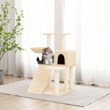Poste para arranhar gatos Dia e Noite de 82 cm con revestimiento de sisal crema