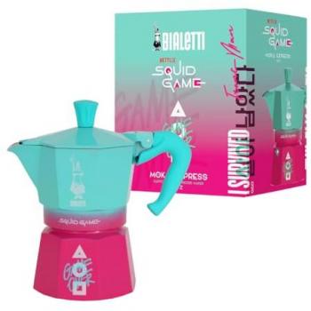 Cafetera Italiana Bialetti Moka Express Squid Game 3 Tazas Aluminio Multicolor con Manico Antiscottadura