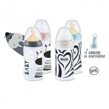 Biberón Nuk First Choice+ PP Látex Safari Control de Temperatura 0-6 Meses Tetina Talla M 300ml 1 Unidad
