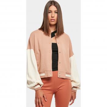 Women's Oversized Two-Tone College Terry Jacket Amber/White Sand