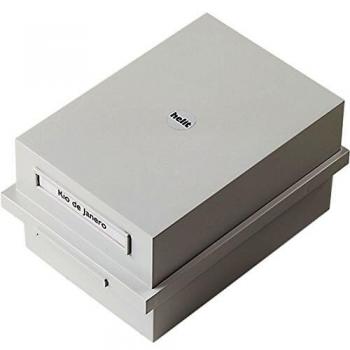 Caja para Fichas Helit The Admin A5 Horizontal Gris Claro, Capacidad para 1200 Tarjetas, Incluye Tapa y Soportes
