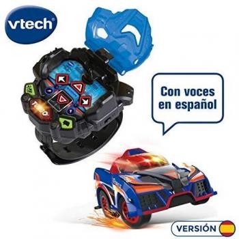 Vtech Turbo Force Racers - Coche control remoto con mando adaptado para llevar en la muñeca, conduce en 6 direcciones y activa el modo turbo, voces en español