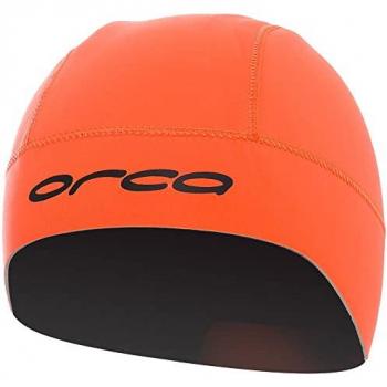 Gorro de natación Orca Open Water Swim Hat naranja negro - XXL, material 100% neopreno, unisex