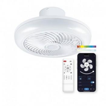 Ventilador Ksix Siroco Smartled con Altavoces Multicolor, Control de Luz RGBIC y CCT