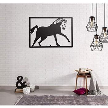 Homemania - Decoración de pared, acero, color negro, 49 x 0,15 x 34 cm