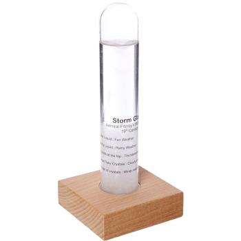 Kikkerland Storm Glass Barometer with Beech Wood Base