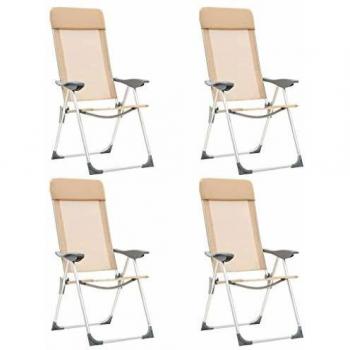 vidaXL 4X Sillas de Camping Plegables Aluminio Crema Senderismo y Acampada