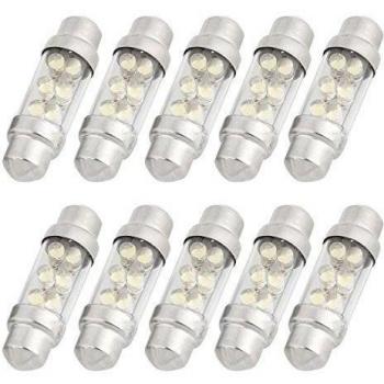 10Piezas 36mm 6 LED Blancaluces de Bóveda Festoon Tipo Fusible DE3423 6411 6418 Interior Coche