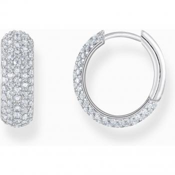 Thomas Sabo Sterling Silver Wide Hoop Earrings with White Zirconia