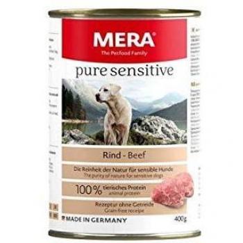 Comida Húmeda para Perros Mera Dog Pure Sensitive Carne de Res 400g - Pack de 12 Latas