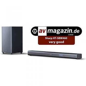 SHARP HT-SBW460 3.1 Soundbar, 440W Dolby Atmos Soundbar with Subwoofer for TV with Wireless Bluetooth, Surround Sound, 4K Pass-Through, Aux, HDMI ARC /CEC & USB Playback, Table Top Sound Bar -Black