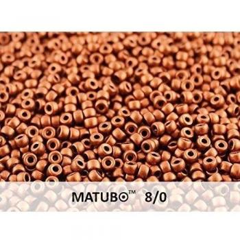 Matubo 8/0 10gr (Aprox. 300 pcs) Presionado Cristal Cuentas de la Checa, Rocailles 3.1mm Color: Crystal Bronze Fire Red
