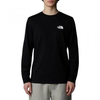 Camiseta de manga larga The North Face Simple Dome, color negro puro, logo blanco, tamaño L