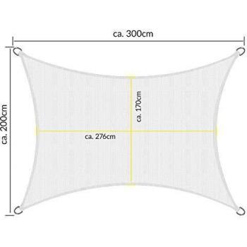 Sol Royal - Toldo Parasol SolVision Cuadrangular Blanco, 300x200 cm, HDPE, tejido respirante, protección solar y UV