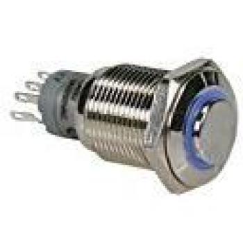 Interruptor Redondo Alto de Metal SPDT 1NO 1NC con Anillo Azul