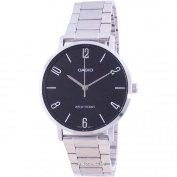 Casio Men's Black Dial Stainless Steel Quartz Watch MTP-VT01D-1B2