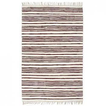 vidaXL Alfombra Hecha a Mano Chindi Algodón Hogar Casa Jardín Bricolaje Estera Moqueta Flexible Suave al Tacto Moderna 160x230cm Borgoña y Blanco