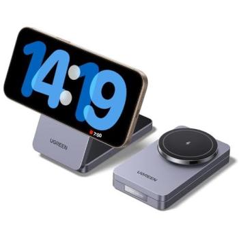 Cargador Inalámbrico Magnético 2 en 1 Ugreen (20W) - Compatible Qi - Color Gris