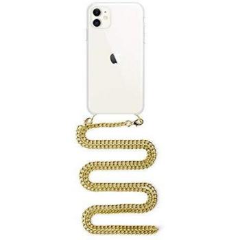 DAM.Carcasa Transparente iPhone 11 con Colgante Cadena metálica. Accesorio de Moda, Ajuste máxima protección. Unica.15,5x0,9x7,7 cm. Color: Transparente Oro.