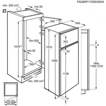 AEG SDB416E1AS Frigorífico Integrable de 2 Puertas Clase E 157.5 cm Low Frost