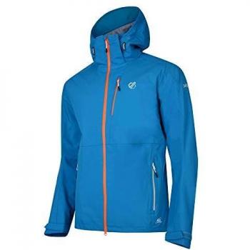Dare2b Diluent' Waterproof Breathable Taped Seams Detachable Hood Stretch 2 Way Zip Jacket Jackets Shell, Hombre, Petrol Blue, L