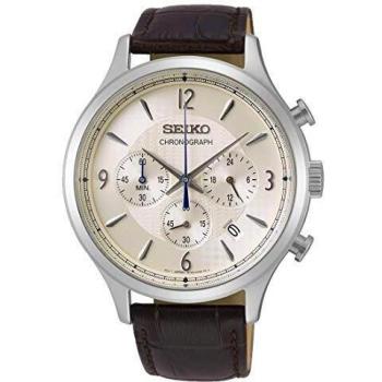 Seiko Men's Chronograph Quartz Watch with Leather Strap SSB341P1