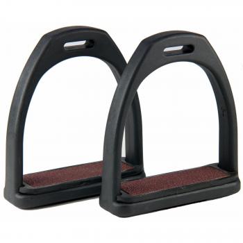 Horka Ecuestre Caballos Pony compuesto aluminio Estribo con 4 peldaños antideslizante 12 cm, negro