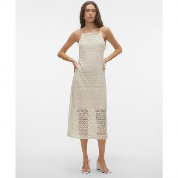 Vestido midi de tirantes crochet troquelado