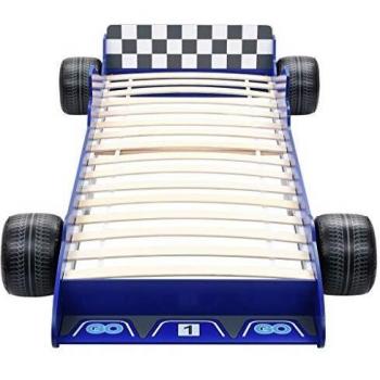 vidaXL Cama con forma de coche de carreras para ni?os 90x200 cm azul
