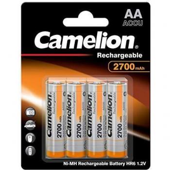 Camelion AA NiMH Rechargeable Batteries 2700mAh (4-Pack) with Storage Case