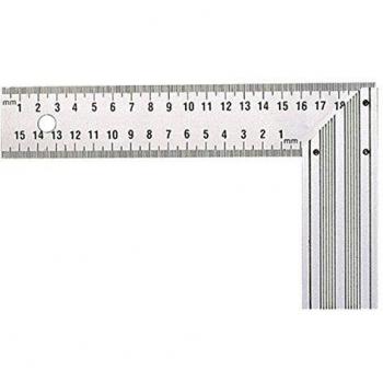 Medid MD/2051 Escuadra profesional de acero inoxidable y talonera de aluminio rectificado, graduación grabada, 400 mm