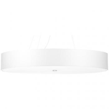 Lámpara Suspendida Skala 90 Blanca E27 Cristal Acero Tela 6 Bombillas LED 105cm