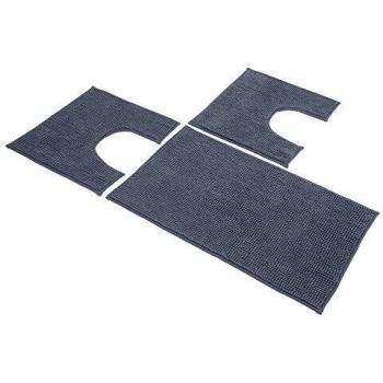 Juego de Alfombrillas de Baño Poppy, 100% Microfibra de Poliéster, Color Piedra, Tamaño 45 x 75 cm + 45 x 40 cm