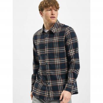 Urban Classics Men's Long Sleeve Checked Campus Shirt Dark Blue/Rust