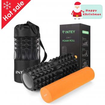 INTEY Rodillo de Espuma 2-en-1 para Terapia de Masaje Ideal para Masaje de Tejido Profundo, Liberación Miofascial y Alivio de Dolores Musculares y Rigidez