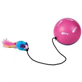 Trixie 4564 Pelota con Motor y Ratón Cuerda Pluma, 9 cm